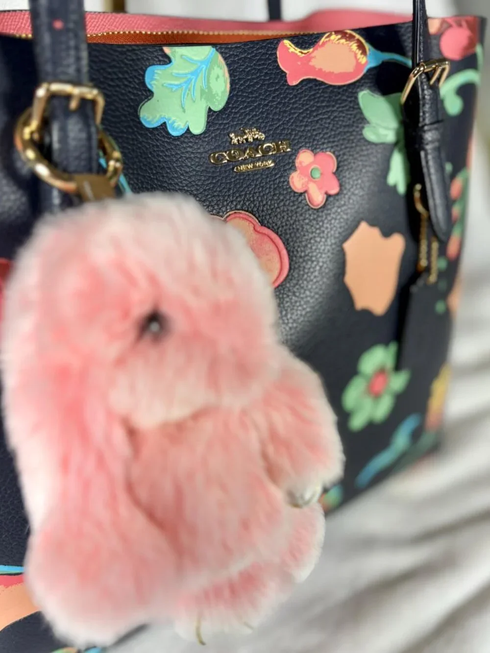 Coach Mollie Tote with Dreamy Land Floral Print and Bunny Lulu Charm - Picture 10 of 16